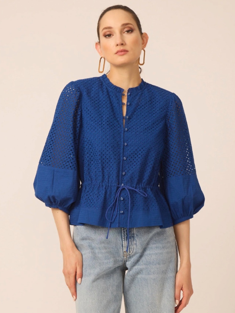 Iman Blouse ~ Blue Eyelet